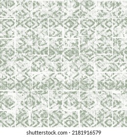 Abstract Round Shapes Geometric Motif Artsy Pattern Continuous Vine Background. Modern Geo Fabric Diamond Design Textile Swatch Ladies Dress, Man Shirt All Over Print Block. White, Green  Palette.