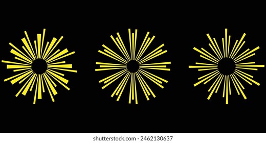 Abstract round sunburst, sunburst set, light rays, linear drawing, vintage sunburst symbol, radial sunset beams, fireworks and Retro sunburst design.