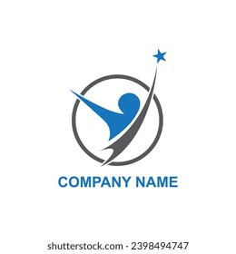 Símbolo redondo abstracto con silueta humana feliz. Concepto de diseño del logo deportivo, de fitness, médico o del centro de salud.