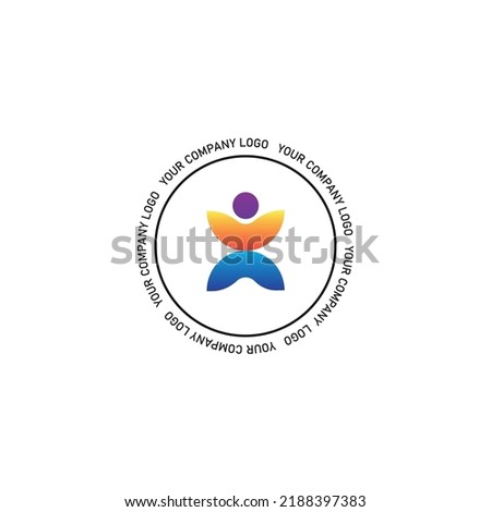 Abstract round symbol with human silhouette. Sports, fitness, medical, health and foundation or university logo design concept.