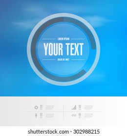 Abstract round text box design with blue sky with clouds background 
EPS 10 stock vector illustration 