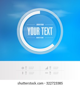 Abstract round text box design with blue sky with clouds background 
Eps 10 stock vector illustration 
