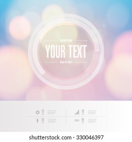 Abstract round text box design with beautiful bokeh lights background.
Eps 10 stock vector illustration 