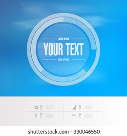 Abstract round text box design with beautiful blue sky with clouds background .Eps 10 stock vector illustration 