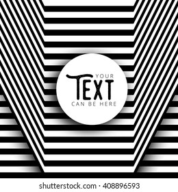 Abstract round text box design with minimal black and white background, vector illustration, optical illusion