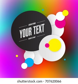 Abstract round text box design with CMYK circles and abstract colorful background Eps 10 stock vector illustration 