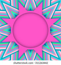 Abstract round text or photo layout on ornamental background of different colors