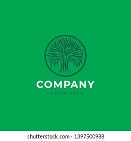 Abstract round tree logo icon. Universal creative premium solid symbol. Vector circle life tree sign.