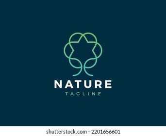 Abstract round tree logo icon. Universal creative floral symbol.  Vector tree icon sign.