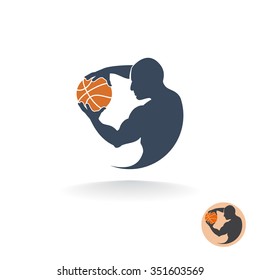 Abstract Round Vector Logo Of The Basketball Player With A Ball.