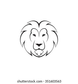 Abstract round vector logo of the head of a lion. Silhouette from lines. Tattoo template.
