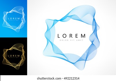 Abstract round wave frame, flow of lines circle. 