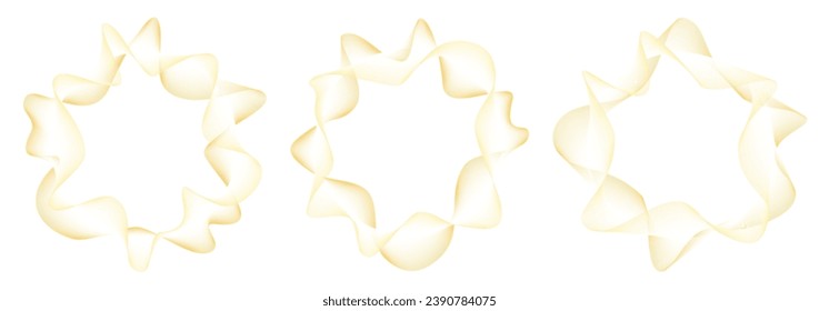 Abstract round wave line circle vector background. Curved shapes pattern, circular ring music spiral. Transparent luxury frames.