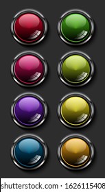 Abstract round web icon collection button metallic glossy gright