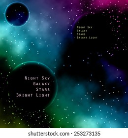 Abstract rounde text box composition with galaxy background