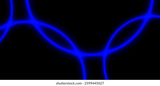 Abstract rounded blue neon shining in the dark background