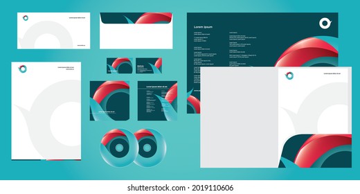 Abstract Rounded Circle Leaf Green Company Modern Corporate Business Identity Stationary