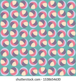 Abstract rounded geometric repeated pattern. Flat, retro design. Vector seamless pattern for textile, wallpaper, wrapping paper, prints, fabric, web background or other accent etc.