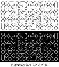 Abstract Rounded Line Pattern. Geometric Minimal Grid Design on Light and Dark Backgrounds. Vector illustration.