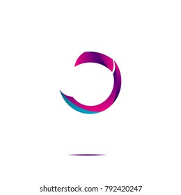 abstract rounded logo icon with blue and purple pink gradient isolated on white background