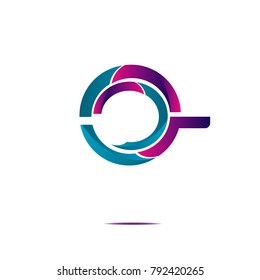 abstract rounded logo icon with blue and purple pink gradient isolated on white background
