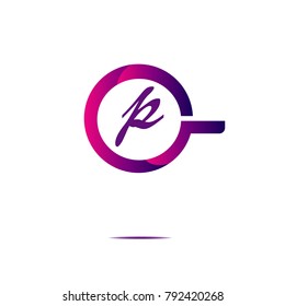 abstract rounded logo icon with blue and purple pink gradient isolated on white background