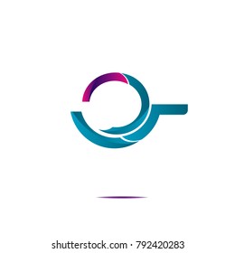 abstract rounded logo icon with blue and purple pink gradient isolated on white background