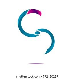 abstract rounded logo icon with blue and purple pink gradient isolated on white background