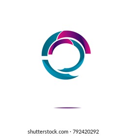 abstract rounded logo icon with blue and purple pink gradient isolated on white background