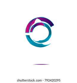 abstract rounded logo icon with blue and purple pink gradient isolated on white background