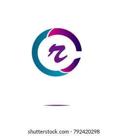 abstract rounded logo icon with blue and purple pink gradient isolated on white background