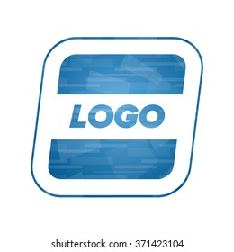 abstract rounded logo with sample word and blue background