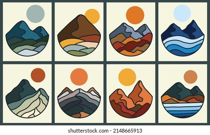 Abstract rounded mountain landscape vector illustration for your company or brand