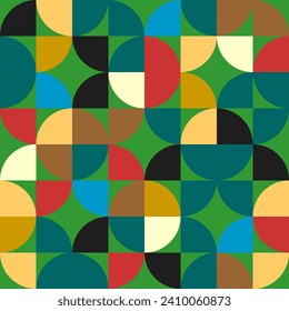 Abstract rounded quarters. Vector colorful circles canvas. Colorful background and four parts of a circle. Geometric pattern.