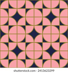 Abstract rounded quarters. Vector colorful circles canvas. Colorful background and four parts of a circle. Geometric pattern.