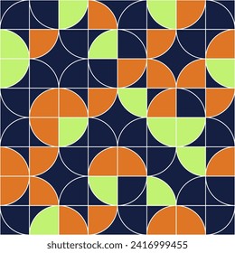 Abstract rounded quarters. Vector colorful circles canvas. Colorful background and four parts of a circle. Geometric pattern. Minimalistic design.