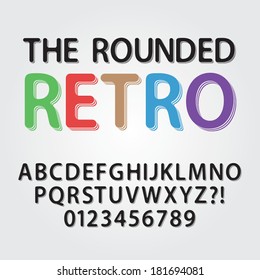 Abstract Rounded Retro Line 3D Alphabet and Numbers, Eps 10 Vector Editable