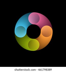 Abstract rounded shape in blue,pink, orange,green colors. Web icon,symbol or creative logo concept. Vector design template element for your application or corporate identity