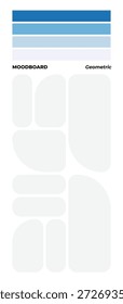 Abstract rounded shape geometric moodboard designed in 1:2 portrait format for creative projects
