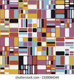 Abstract rounded shapes pattern with random colors. Pink, blue and black crayons texture shapes.