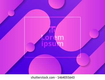 Abstract rounded shapes pink color bold lines transition diagonal on purple background. Vector illustration