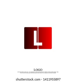 abstract rounded square L logo letter in red gradient colour design concept