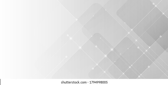 Abstract rounded square with line white and gray gradient background technology concept. Vector illustration