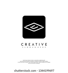 abstract rounded square logo letter U in shadow shape design concept