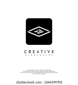 abstract rounded square logo letter R in shadow shape design concept