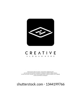 abstract rounded square logo letter H in shadow shape design concept