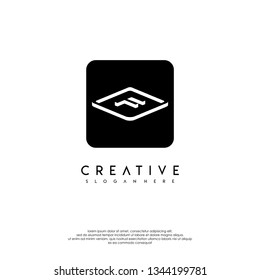abstract rounded square logo letter F in shadow shape design concept