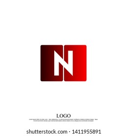 abstract rounded square N logo letter in red gradient colour design concept