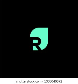 abstract rounded square R logo letter design concept in green color