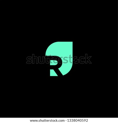 abstract rounded square R logo letter design concept in green color